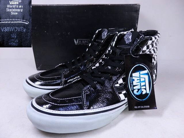 VANS SK8HI WOVEN LEATHER/BORDIFICIO US11/29.0cm 黒白 チェッカーボード スケートハイ バンズ ウーブン【新古品 未使用】