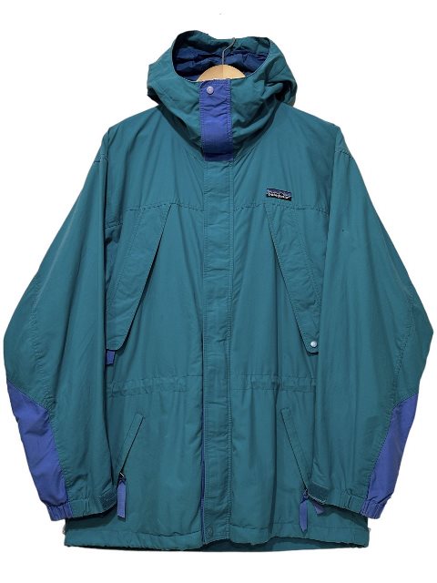91年製 patagonia Storm Jacket 緑青 S 90s パタゴニア ストームジャケット ナイロンジャケット マウンテンパーカー グリーン ブルー 85010 F1 古着 【中古】