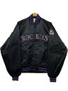 USA製 90s STARTER Colorado Rockies Satin Varsity Jacket 黒 XL スターター コロラド ロッキーズ サテン スタジャン MLB 古着 【中古】