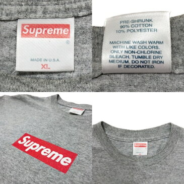 00s SUPREME Box Logo S/S Tee (GREY/RED) XL シュプリーム ボックスロゴ 半袖Tシャツ 灰赤 グレーレッド 初期 つるタグ 【中古】