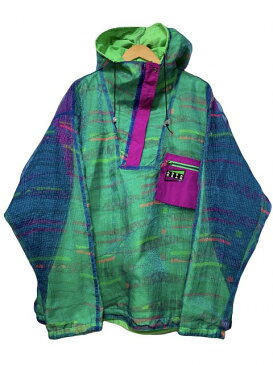 91年製 NIKE AQUA GEAR Reversible Anorak Parka 蛍光緑紫 XL 90s ナイキ アクアギア リバーシブル アノラック ナイロンジャケット メッシュ 総柄 【中古】