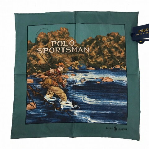 Polo Ralph Lauren Scenic Silk Pocket Square ポロラルフローレン Polo Sportsman ポロスポーツマン スカーフ バンダナ 総柄 【新古品 未使用】