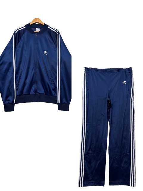 USA製 70s adidas ATP Track Jacket & Pants 紺 XL アディダス トラックジャケット パンツ ジャージ セットアップ KEYROLAN ネイビー 古着 【中古】