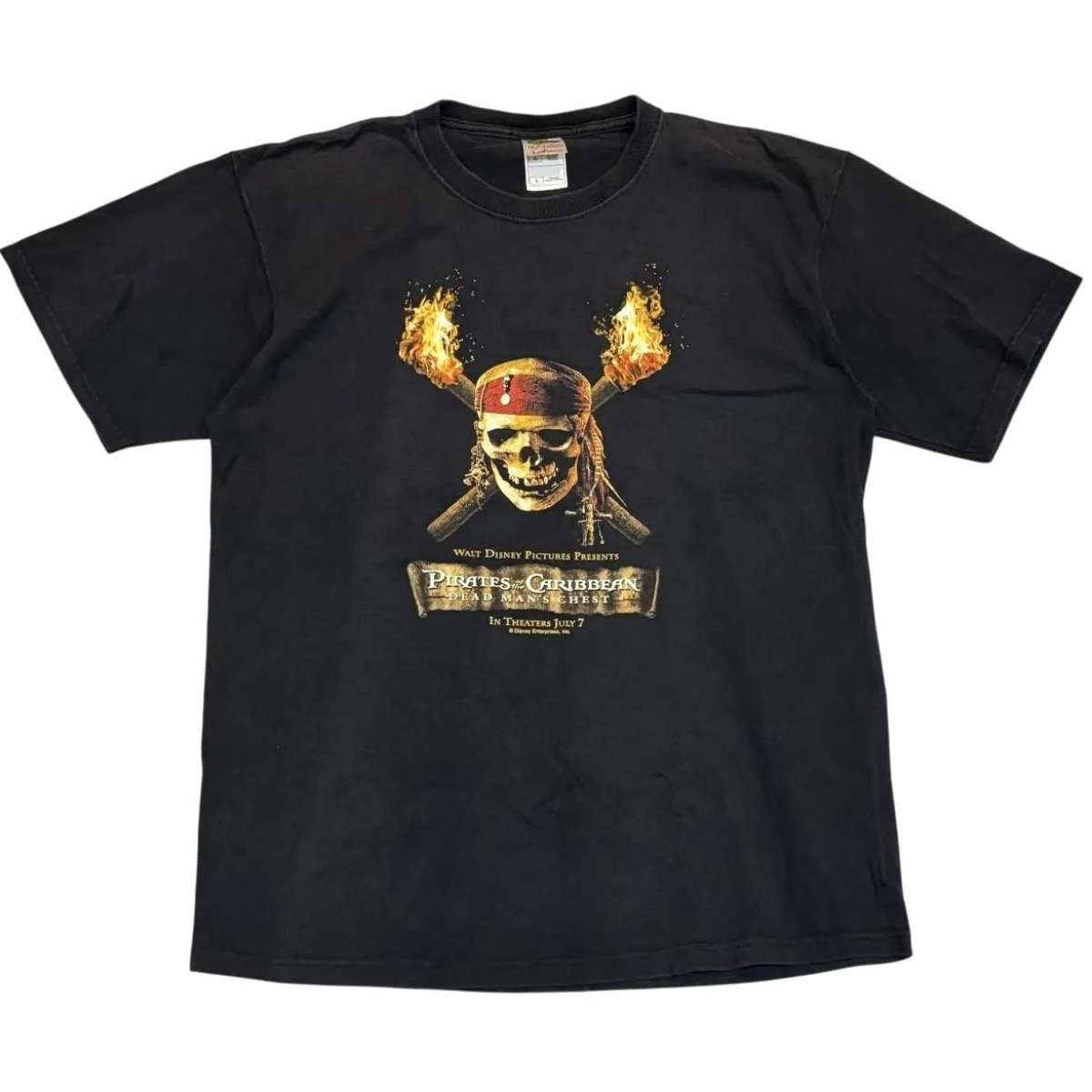 樂天商城 - 00s PIRATES OF CARIBEAN S/S TEE L Black DEAD MAN's CHEST パイレーツオブカリビアン Disney ディズニー 古着