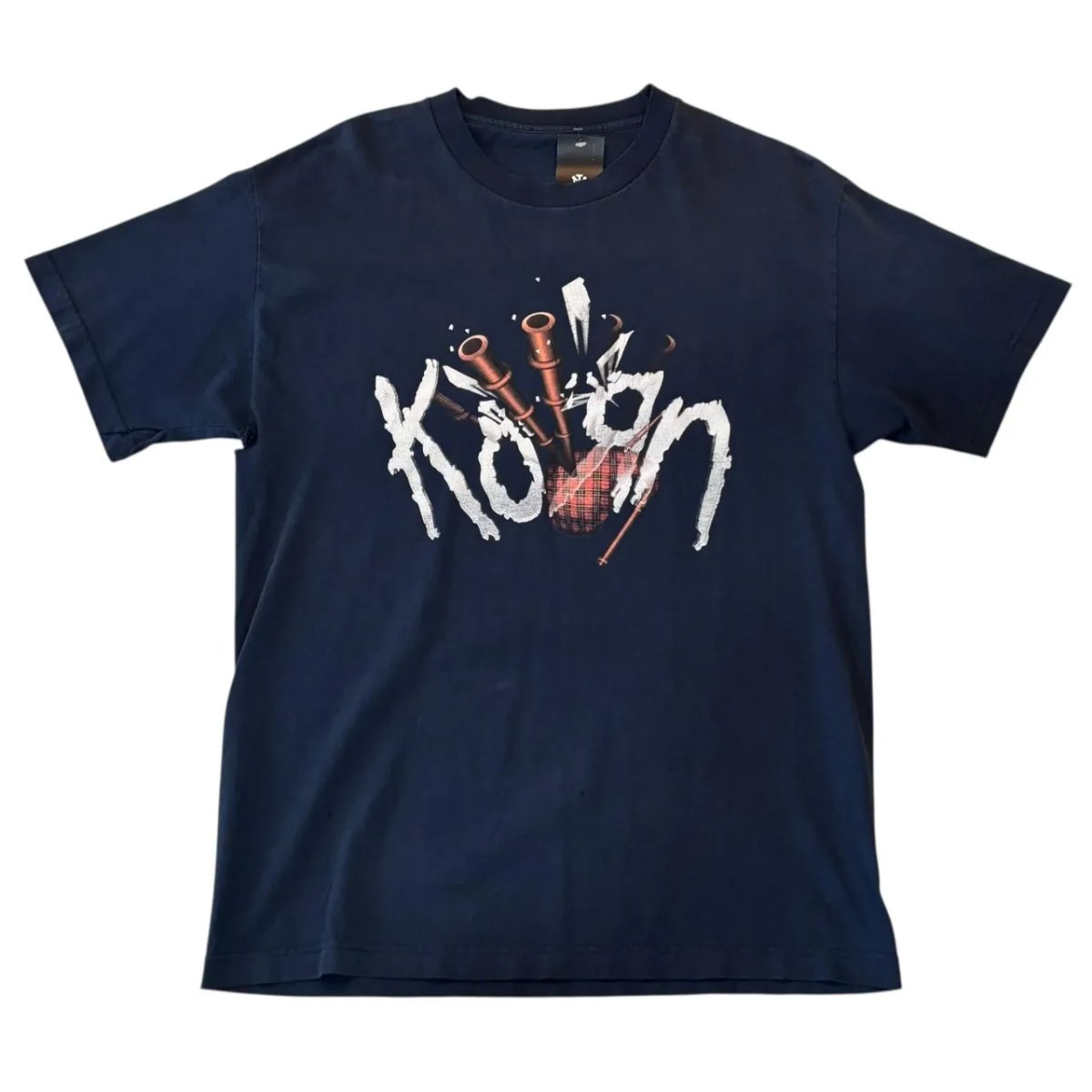 00s KORN S/S TEE コーン Tシャツ XL相当 ネイビー Metal Band Bagpipes バグパイプ ニューメタル 古着