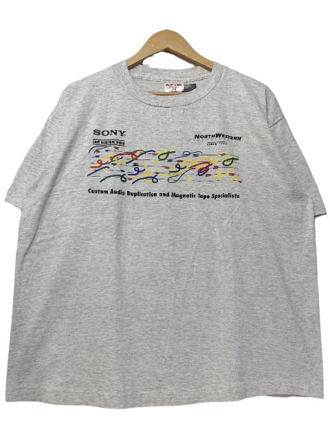 USA製 90s SONY Print S/S Tee 灰 L ソニー 半袖 Tシャツ ロゴ プリント 企業物 企業T SOFTEE グレー 古着 