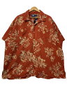 90s Polo Ralph Lauren VINTAGE CAMP Linen Cotton Aloha Shirt 赤 XXL ポロラルフローレン 半袖 アロハシャツ 開襟シャツ 古着 【中古】