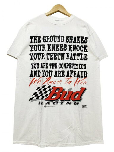 97年 Budweiser Racing Print S/S Tee 白 L 90s バドワイザー レーシング 半袖 Tシャツ ロゴ プリント 企業T 企業物 TULTEX ホワイト 古着 【中古】 97年 Budweiser Racing Print S/S Tee 白 L 90s バドワイザー レーシング 半袖 Tシャツ ロゴ プリント 企業T 企業物 TULTEX ホワイト 古着 【中古】