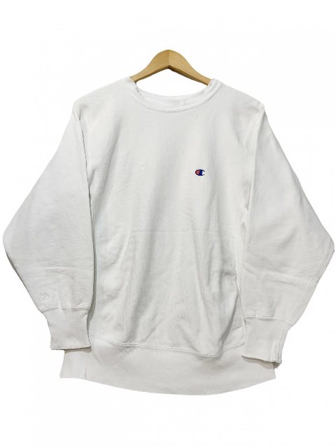 樂天商城 - USA製 90s Champion Reverse Weave Sweatshirt 白 M 刺繍タグ チャンピオン リバースウィーブ スウェット 目つき 目玉 目あり ホワイト 古着 【中古】