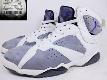 【値下げ】06年製 NIKE AIR JORDAN 7 RETRO 白灰紫 US9/27cm ナイキ エアジョーダン 7 レトロ ホワイト グレー パープル 2006年製【中古】