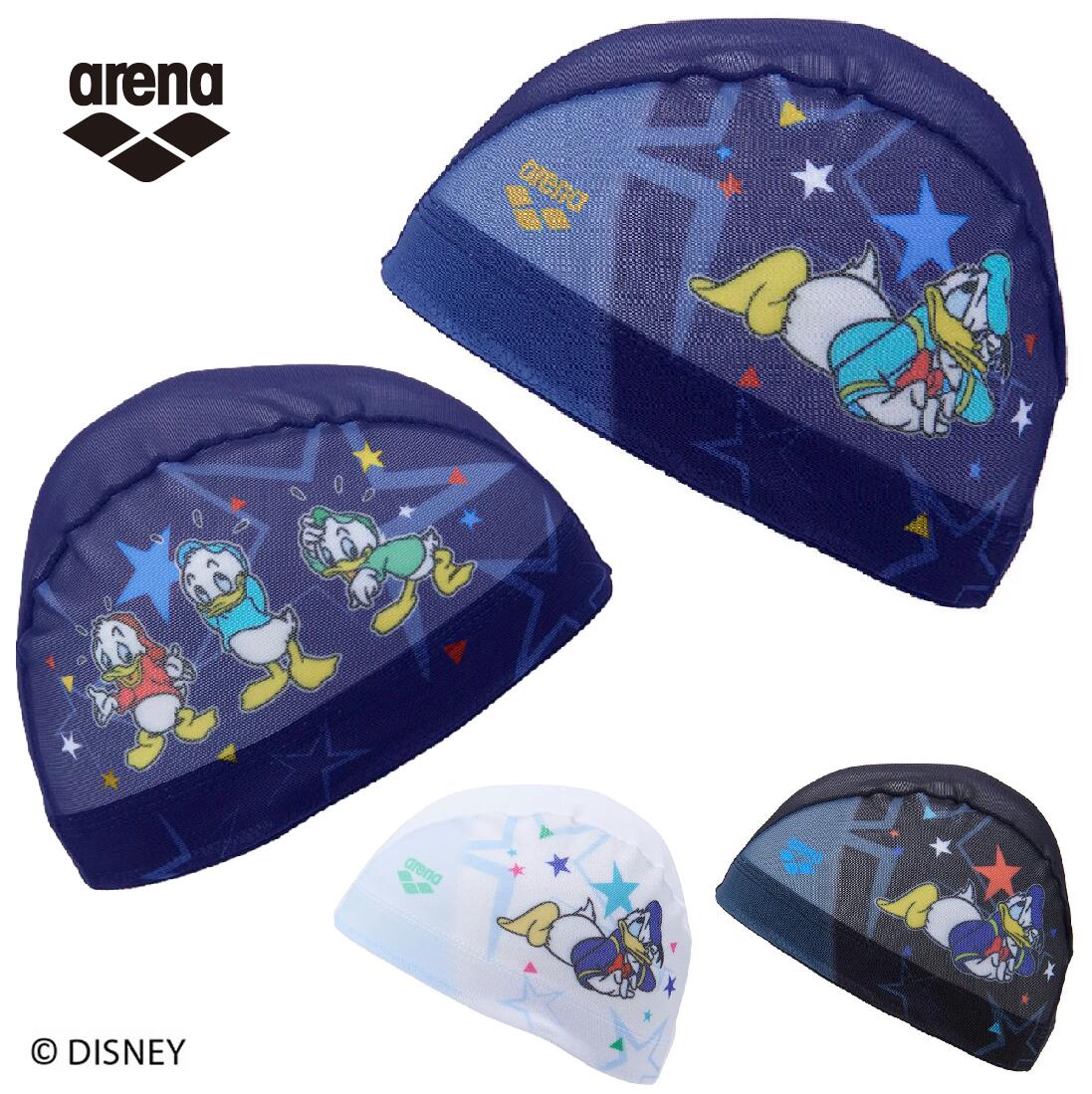 arena DISNEY メッシュキャップ AS5FSC81U ドナルド スイムキャップ 左右別プリント 水泳 ディズニー 帽子