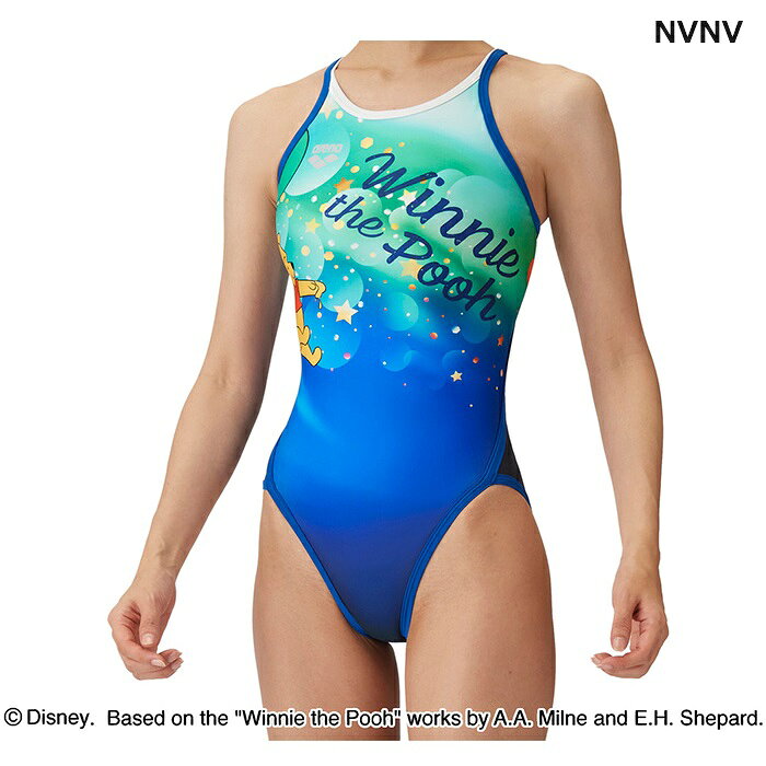 NEW LEVELのarena アリーナ AS4FWM55W DISNEY プーさん タフスーツ 練習用水着 レディース 水泳 競泳 ディズニー トレーニングワンピース｜アングル2
