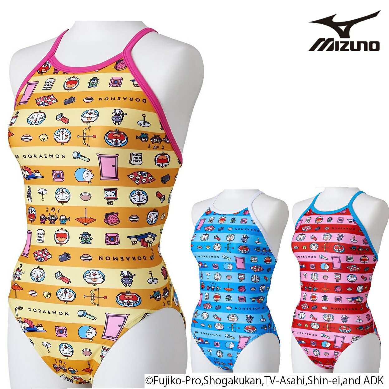 ドラえもん mizuno ミズノ N2MAA791 練習用水着 エクサスーツ レディス 水泳 競泳 トレーニング水着 ドラえもんデザインの限定エクサースーツ ドラえもんデザインの限定エクサースーツ感情豊かなドラえもんと様々なひみつ道具のデザインです。毎回大人気のミズノ×ドラえもん　コラボ数量に限りがございますのでお早めにお買いお求めください。※公式大会では使用できません。■メーカー：mizuno　ミズノ■品番：N2MAA791■カラー　23：ライトブルー45：イエロー62：レッド■サイズXS／S／M／L／XL■ 素材： 複合繊維（ポリエステル／ポリエステル）57％、ポリエステル43％■原産国：日本※サイズ・カラーをご確認ください。水着は直接肌に触れる商品の為、お客様ご都合による返品・交換はご遠慮いただいております。お客様による注文間違いや未開封商品につきましても、商品お受け取り後の返品・交換はできませんのでご了承ください。 5