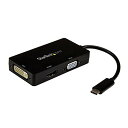 StarTech.com 3 in 1 USB Type-Cマルチアダプタ 4K/30Hz USB-C - HDMI/DVI/VGA ブラック