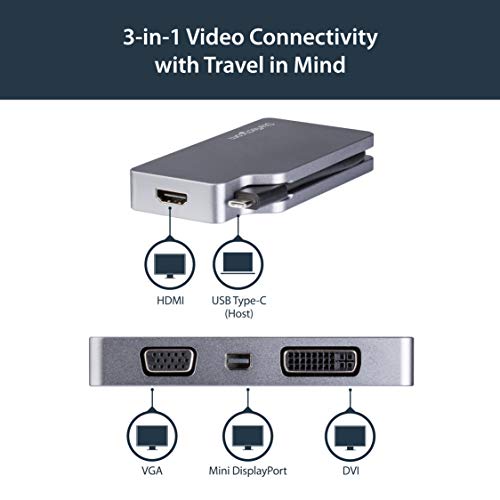 StarTech.com 4 in 1 USB Type-Cマルチアダプタ アルミ筐体 USB-C - VGA/DVI/ 4K HDMI/mDP