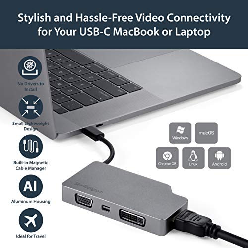 StarTech.com 4 in 1 USB Type-Cマルチアダプタ アルミ筐体 USB-C - VGA/DVI/ 4K HDMI/mDP