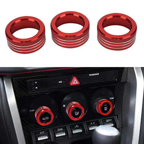 Auovo ミラースイッチ アルミカバー トヨタ 86＆スバル BRZ 専用 アルミエアコンスイッチカバー オーナメント (レッド)