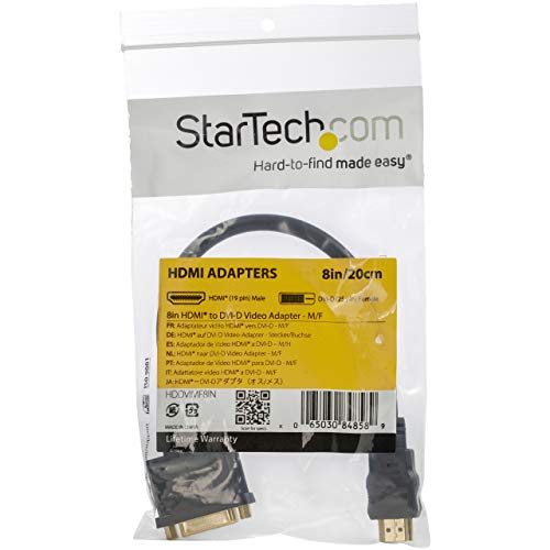 StarTech.com HDMI-DVI-D変換ケーブルアダプタ 20cm HDMI(19ピン) オス-DVI-D(25ピン) メス HDDV