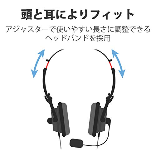 エレコム ヘッドセット USB マイク 両耳 オーバーヘッド 1.8m 折り畳み式 40mmドライバ ブラック HS-HP20UBK