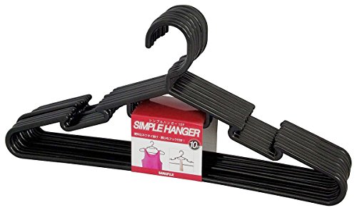 サワフジ 洋服ハンガー シンプルハンガー10P ブラック 幅390mm 10本組 シャツ タンクトップ キャミソー..