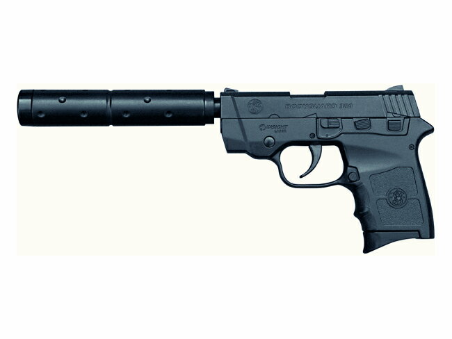 エアーコッキングガン クラウンモデル 10歳以上用 ポケットハンドガンシリーズ BODYGUARD380 サイレンサー付き