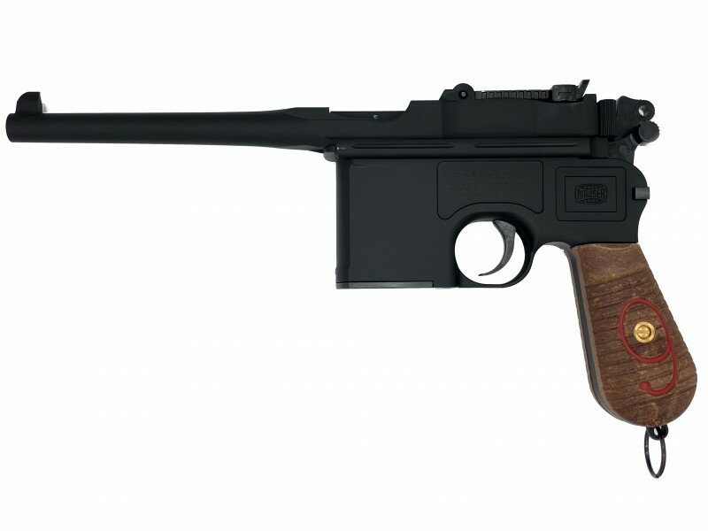 ☆モーゼル ミリタリー 9mmパラベラム モデル☆ ・ダミーカートリッジ式モデルガン ★モーゼル(マウザー)C96 &ldquo;レッド9&rdquo;をモデルアップ ◎HW(ヘビーウエイト)樹脂製 ◎マットブラックモデル ◎専用ダミーカー...