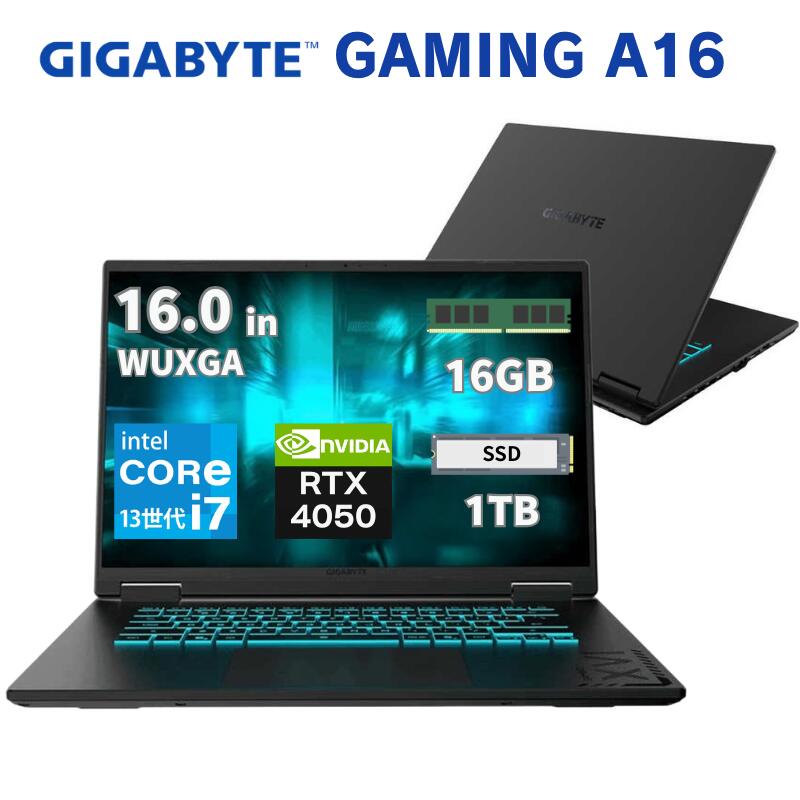 GIGABYTE 16インチ ゲーミングノートパソコン GAMING A16 AMD Ryzen 7 260 メモリ 16GB SSD 512GB NVIDIA Geforce RTX 5050 Windows 11 Home 高画質 WUXGA 165Hz 冷却機能 ギガバイト ノートパソコン 新品 3THK3JP893SP 【代引・時間指定不可】