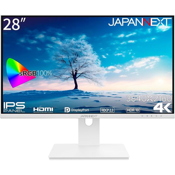 JAPANNEXT ( ジャパンネクスト ) 28型 ワイド UHD 4K ( 3840×2160 ) IPS ノングレア ディスプレイ ( JN-IPS28UHDR-W ) モニター HDR チルト VESA規格 28 インチ HDMI DisPlayPort