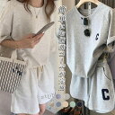 2B35 セットアップ ルームウェア 2点セットアップ カジュアル半袖 上下セット セットアップ 半袖 ショートパンツ ワンマイルウェア パジャマ ゆったり 大...