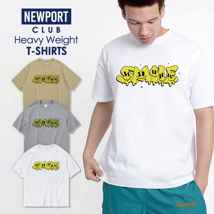 楽天NEW PORT CLUBTシャツ メンズ プリントtシャツ アメカジ ストリート サーフ 西海岸 スマイリー SMILE ヒップホップ ダンス プチプラ ヘビー メンズtシャツ プリント セール 送料無料 半袖 ティーシャツ XXL XXXL
