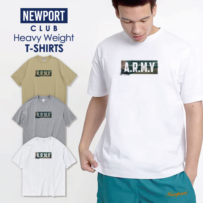 楽天NEW PORT CLUBTシャツ メンズ プリントtシャツ アメカジ ストリート サーフ 西海岸 ARMY 迷彩 軍 シンプル BOXロゴ ヘビー メンズtシャツ プリント セール 送料無料 半袖 ティーシャツ XXL XXXL