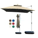 日用雑貨NEWPRODUCT 新生活用品 パラソル ガーデンパラソル 大型 パラソルベース付き 直径220/250cm パラソル 風に強い UVカット 二層キャノピー付き 撥水加工 角度調節 チルト機能付/クランク開閉 丈夫