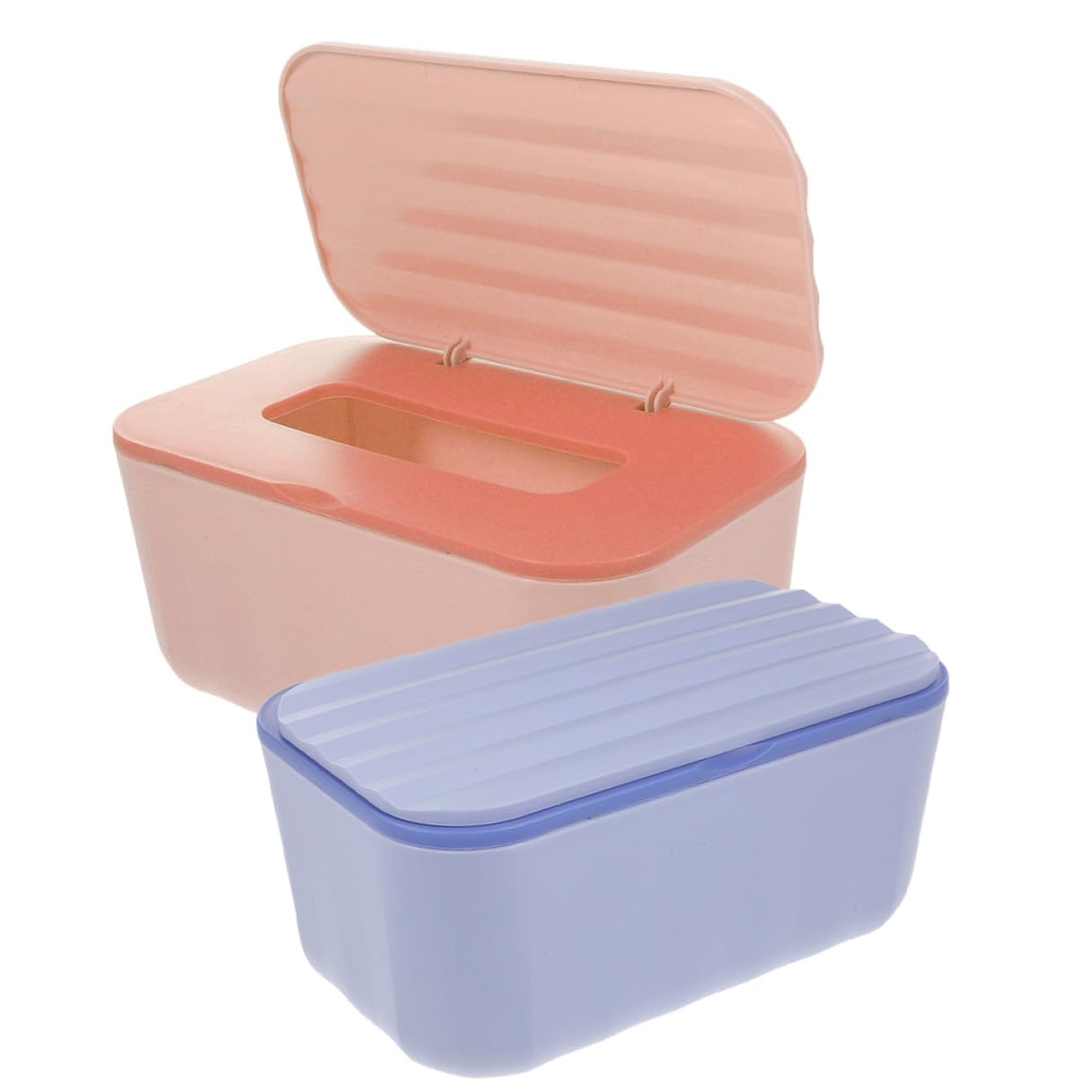 2個 製プラスチックティッシュケース 蓋付き卓上壁掛け兼用ウェットティッシュディスペンサー 軽量コンパクト片手操作可能 防塵収