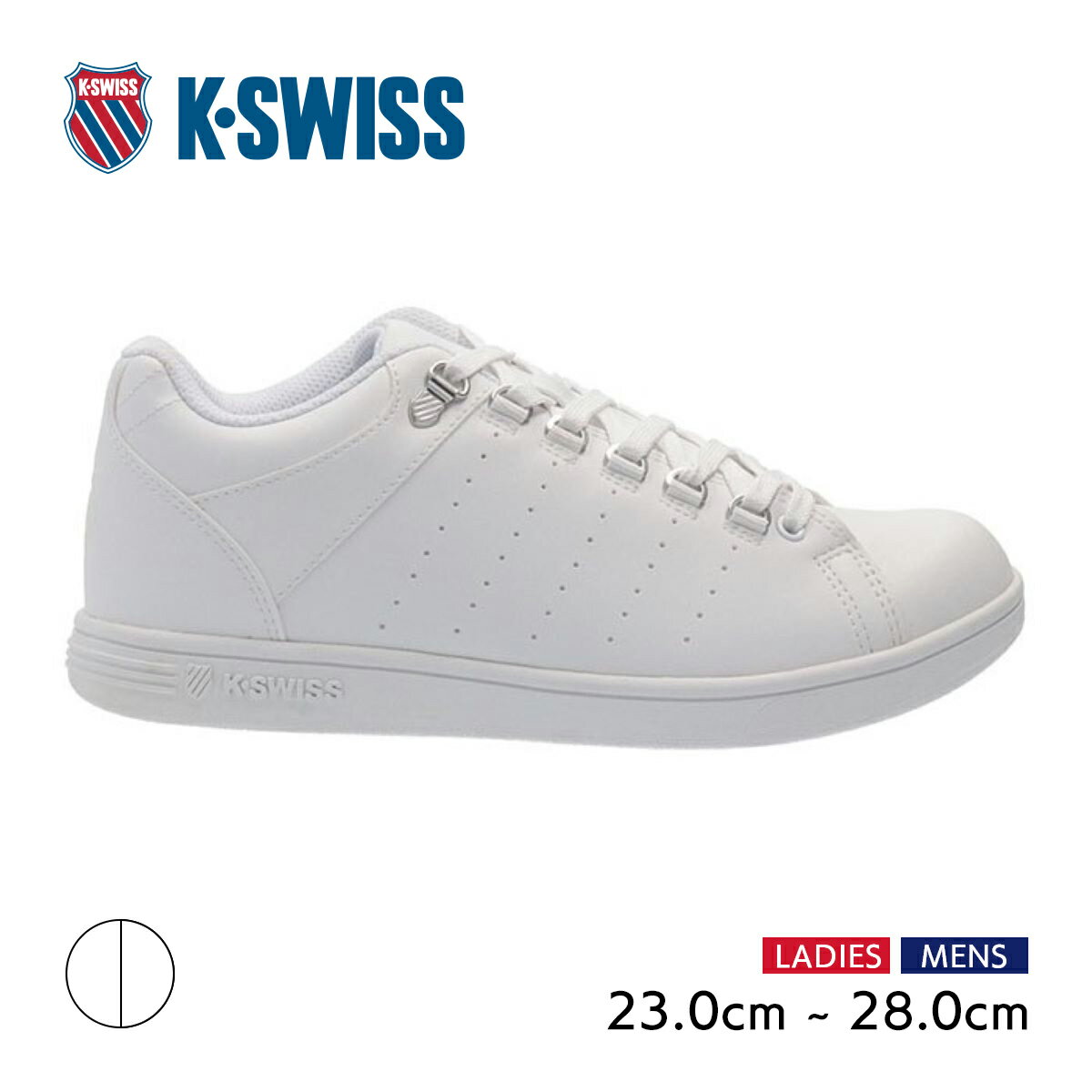 ケースイス ■【送料無料】K・SWISS ケースイス スニーカー メンズ レディース ローカット 3色展開 通勤 通学 WHITE×WHITE KS100【FT】