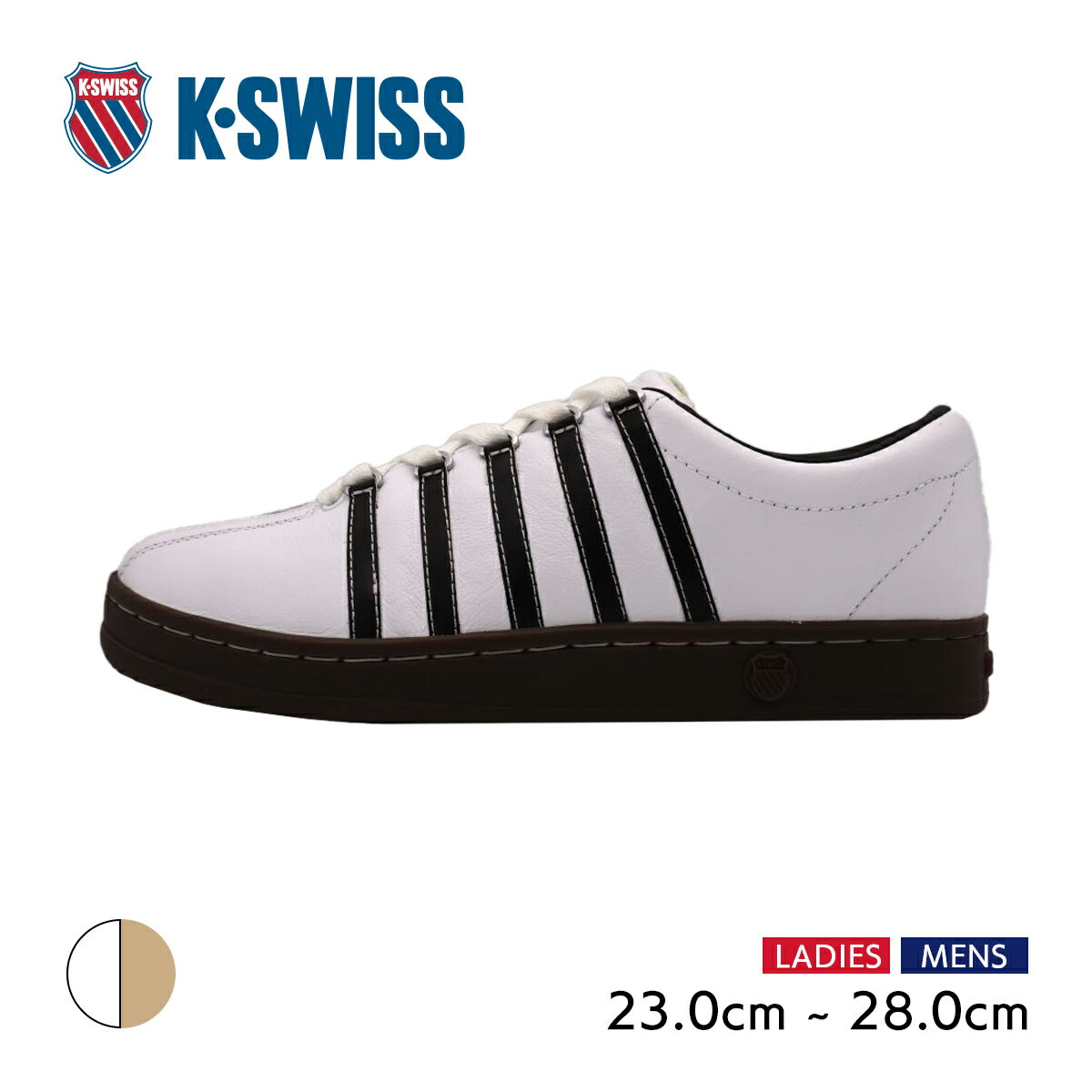 ケースイス ■【送料無料】K・SWISS ケースイス CLASSIC クラシック スニーカー メンズ レディース 本革 レザースニーカー ローカット WHITE×BEIGE KS88【FT】