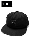 【10％OFF GW Special SALE】【メンズ キャップ・ブラック】HUFハフ【ESSENTIALS UNSTRUCTURED BOX SNAPBACK】【HT00544】”ハフボックスロゴスナップバック5パネルキャップ”