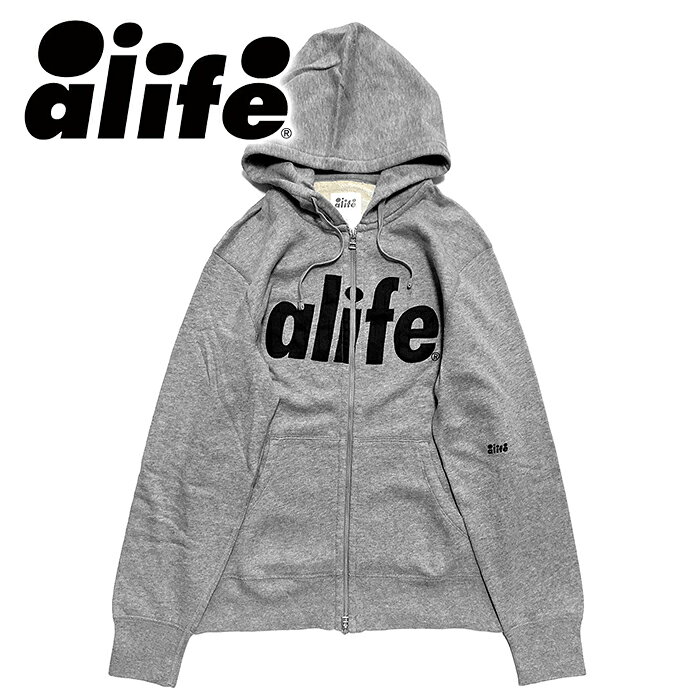 乐天商城 - 【送料無料】【楽ギフ_包装】【メンズ ジップアップパーカー・グレー】ALIFEエーライフ【M】”エーライフロゴジップアップパーカー”