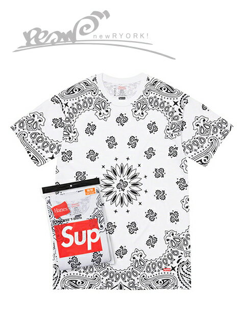 【送料無料】【あす楽対応】【楽ギフ_包装】【メンズ Tシャツ ホワイト】Supremeシュプリーム【Supreme/HANES BANDANA TAGLESS TEES (2PACK)】【FW22A60】【M L XL】”シュプリームヘインズタグレスバンダナ柄Tシャツ2枚セット”