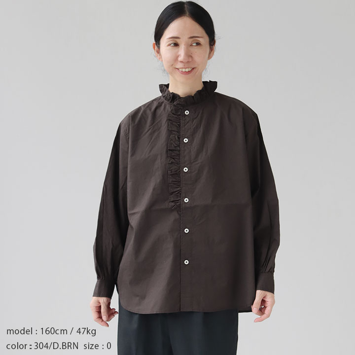 美品✨GRANDMA MAMA DAUGHTER toro ドット柄 丸襟シャツ GRANDMA MAMA DAUGHTER｜定番 ラウンドカラーシャツ GS117 - GRANDMA