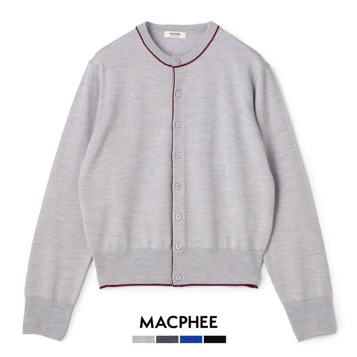 MACPHEE マカフィー｜プレーンウール クルーネックカーディガン 12-02-64-02101