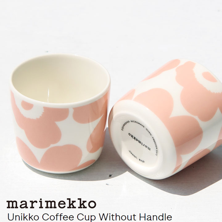 マリメッコ ウニッコ コーヒーカップセット(ハンドルなし) 200ml ペア 2個セット(52239-72602)【正規取扱店】【日本限定】ピンク×ホワイト 白 marimekko Unikko coffee cup 2dl 2pcs