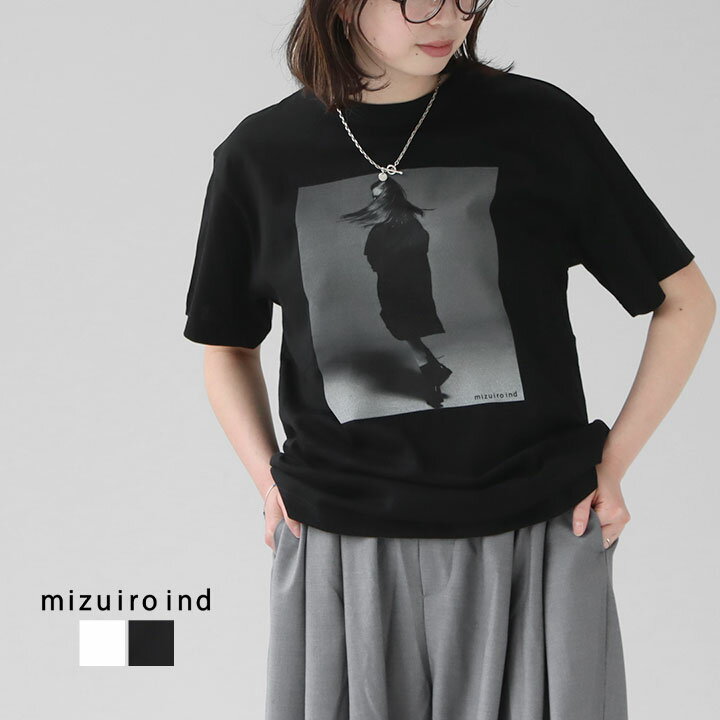 【20％OFF！FINALセール対象商品】mizuiro ind(ミズイロインド) フォトプリントTシャツ(1-210058)※簡易包装で1枚のみネコポス配送可能です。のサムネイル