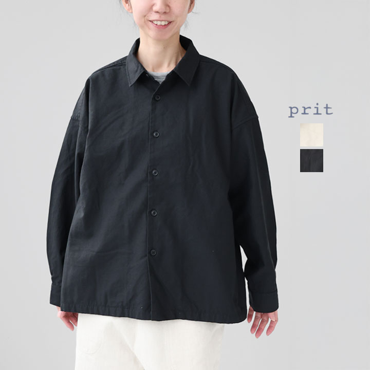 樂天商城 - 【30％OFF！】PRIT プリット｜コットンリネンライトバックサテン レギュラーカラー ビッグシャツ P81604