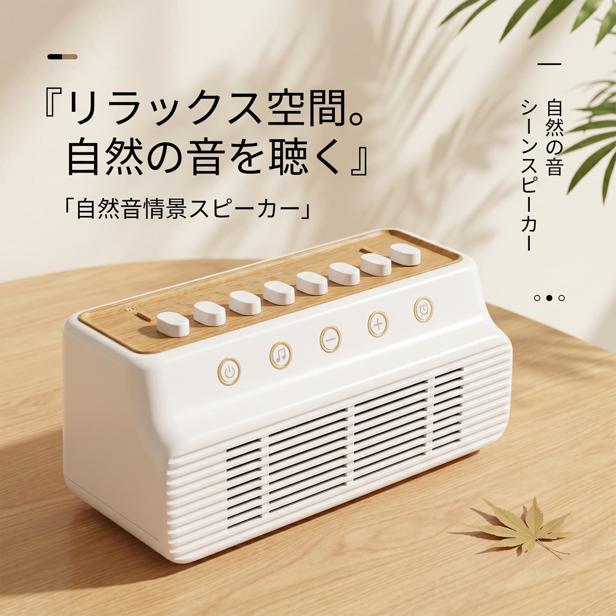 Bluetoothスピーカー 自然音8種 ホワイトノイズ 睡眠サポート 癒しサウンド DIY音組合せ タイマー機能 イヤホン対応 Bluetooth5.0 高音質 ワイヤレススピーカー ポータブル コンパクト 木目調 おしゃれ 寝室 リラックス 集中 ギフト対応 newstarsss-10000207 ニュースター サンプル画像2