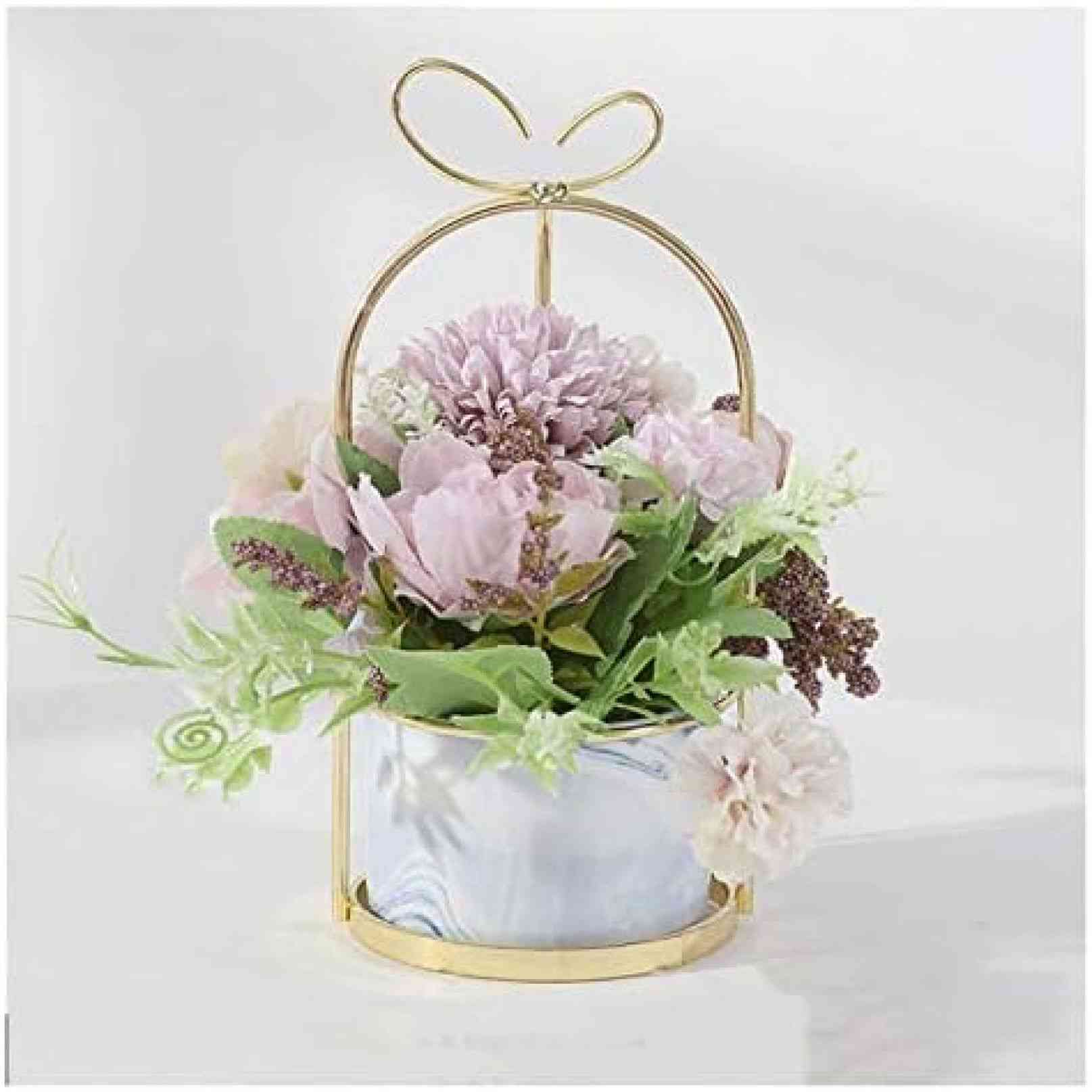 アートフラワー 花瓶 多色 造花 盆栽 ミニシルク 偽の花 鉢植え 7.8インチ プラスチックフラワー