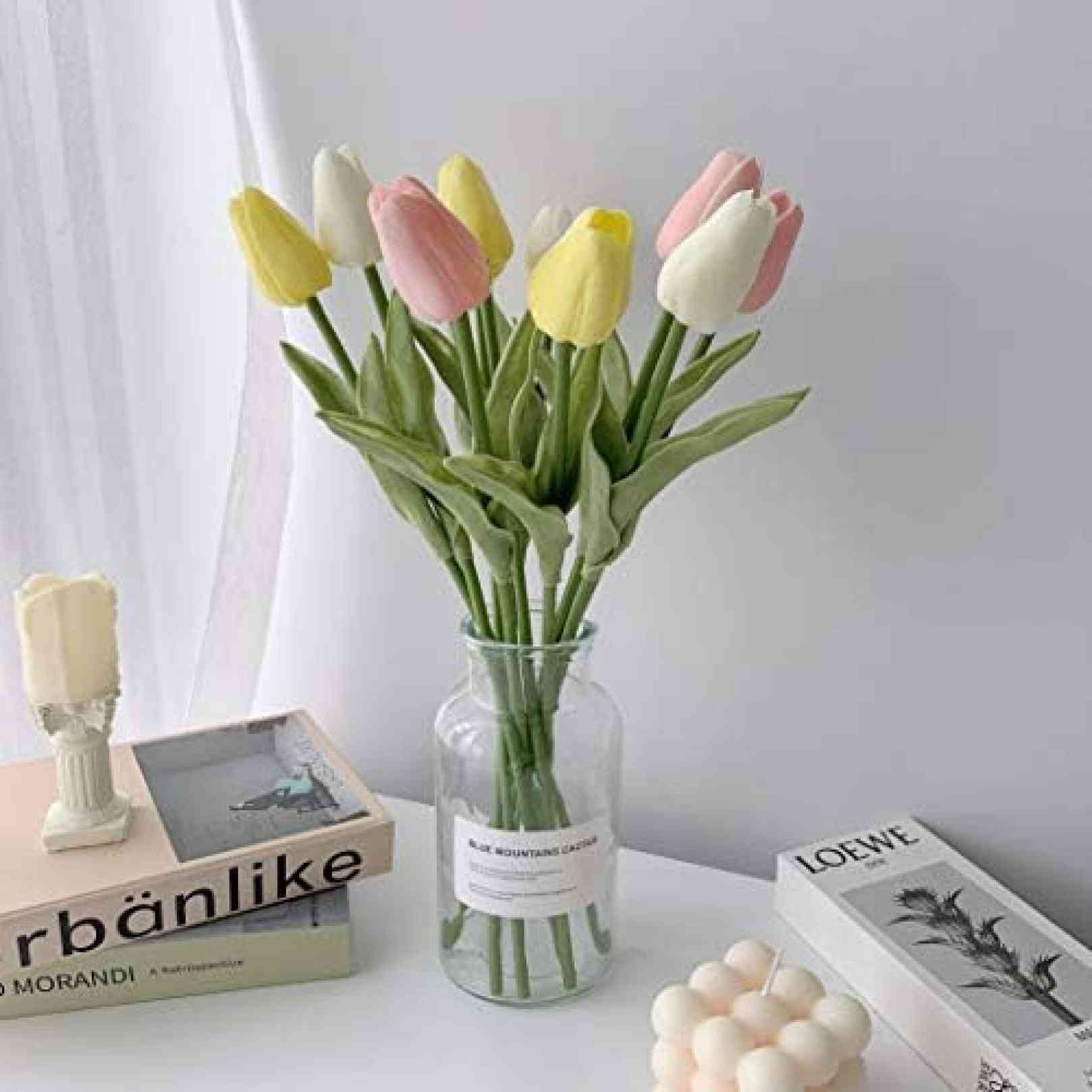 造花 チューリップ 鉢植え 観葉植物 フェイクグリーン インテリア おしゃれ 癒しのグリーン デコレーション 枯れない 手作り 本物そっくり 飾り 撮影 お祝い 花器付き ギフト