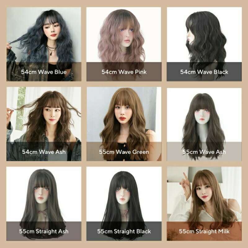 Wigs - ウィッグ ロング ロングヘア 後ろ髪 55cm 前髪 15cm ストレート ロングウィッグ カール おしゃれ かわいい 自然 通気性 さらふわ ナチュラル ウイッグ フルウィッグ ウェーブ パーマ カール レディース ブラウン ファッション 大人かわいい かつら 衣料品