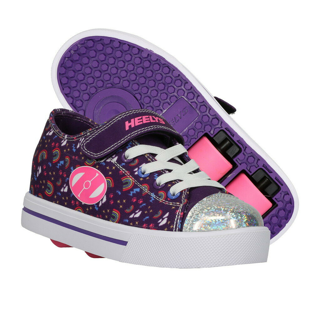 【SALE】Heelys ヒーリーズ 子供 ジュニア キッズローラーシューズ 2WHEELタイプ SNAZZY PURPLE/MULTI RAINBOW NYLON CANVAS HE100967