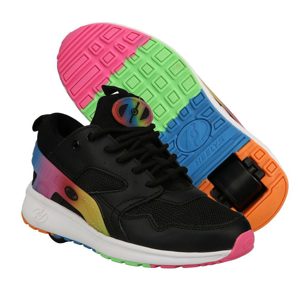 Heelys ヒーリーズ 子供 ジュニア キッズローラーシューズ 1WHEELタイプ FORCE-BLACK/RAINBOW SMOOTH PU HE101271