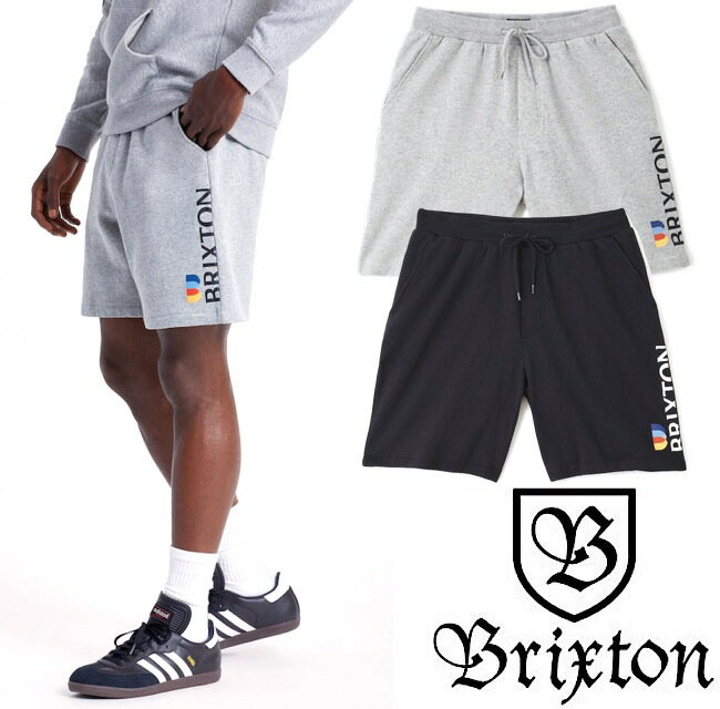 BRIXTON ブリクストン STEM FLEECE CROSSOVER SHORT ショートパンツ スエット フリース SKATE スケート ストリート ロゴ [HEATHER GREY/DARK BURGUNDY]